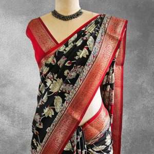 Dola Silk Saree With Pen Kalamkari Pattern