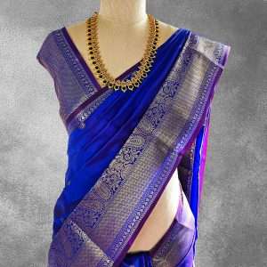 Majestic Royal Blue Semi Kanchipuram Silk Saree