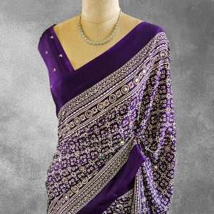 Soft Crape Silk Saree With Ajrak Prints