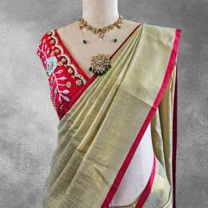 Festive Combo Of Tissue Silk Saree With Designer Blouse Piece